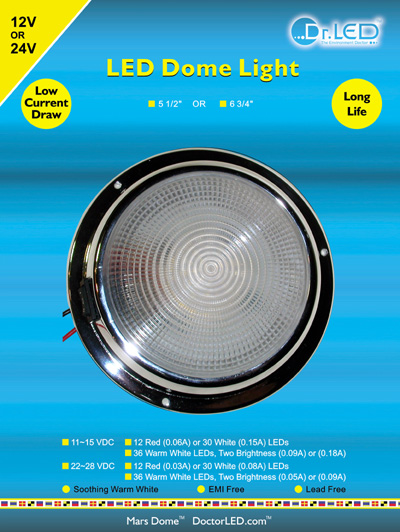 marine LED dome light in retail package 