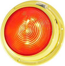 5.5" LED brass dome light red