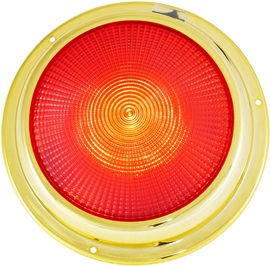 6 3/4" LED brass dome light red