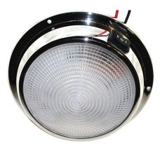 6 3/4 inch White/Red Mars Dome (Chrome) 	12V 24V